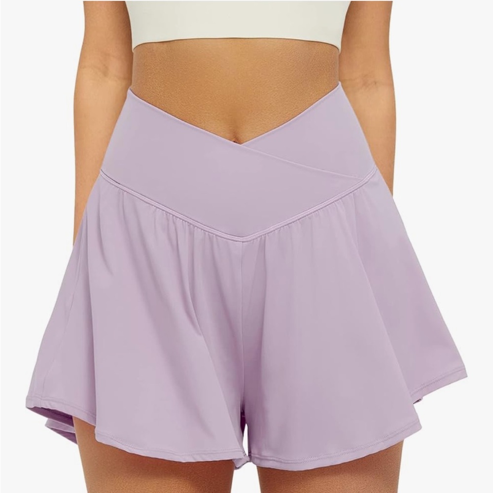 FireSwan Crossover Athletic Shorts for Women 2 in 1 Flowy Running Shorts